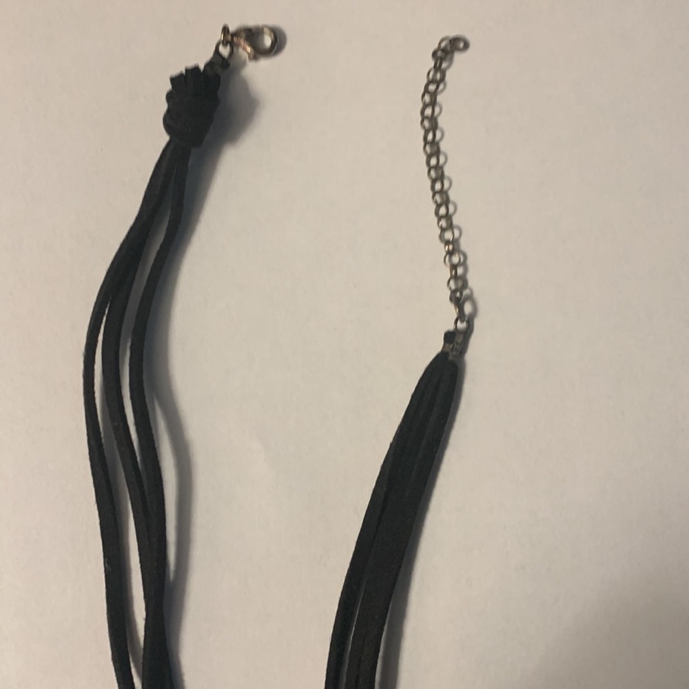 Red/ silver pendant necklace with black leather - Picture 3 of 3
